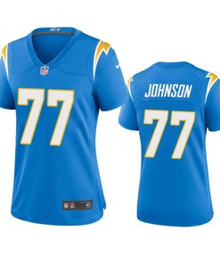 Women's Los Angeles Chargers Zion Johnson 77 Powder Blue Game Jersey
