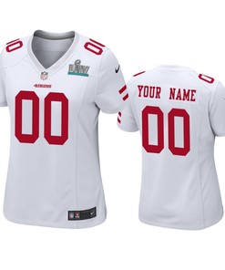 Womens San Francisco 49ers Custom White Super Bowl Liv Game Jersey
