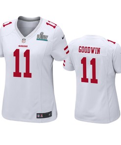 Womens San Francisco 49ers Marquise Goodwin White Super Bowl Liv Game Jersey