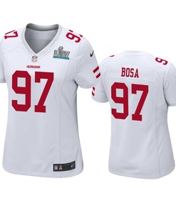 Womens San Francisco 49ers Nick Bosa White Super Bowl Liv Game Jersey