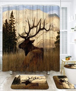 Woodland Animal Deer Shower Curtain - Rustic Cabin Bathroom Decor