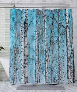 Woods Forest Shower Curtain with Birch Tree Design for Bold Bathroom Decor
