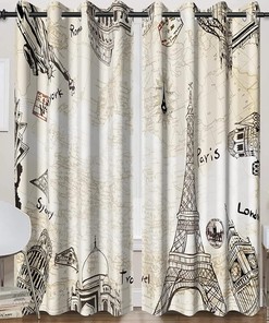 World Architecture Themes Blackout Window Curtains for Paris and Statue of Liberty Home Decor 