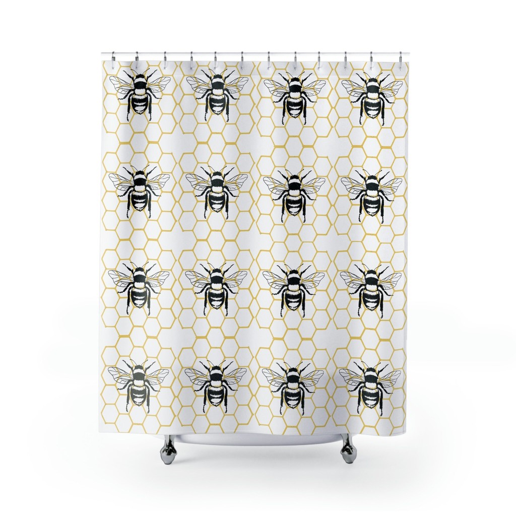 Wu Tang Killa Bee Shower Curtain for Bathroom Honeybee Black and