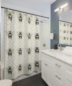 Wu Tang Killa Bee Shower Curtain for Bathroom - Honeybee Black and Yellow Bathroom Accessories