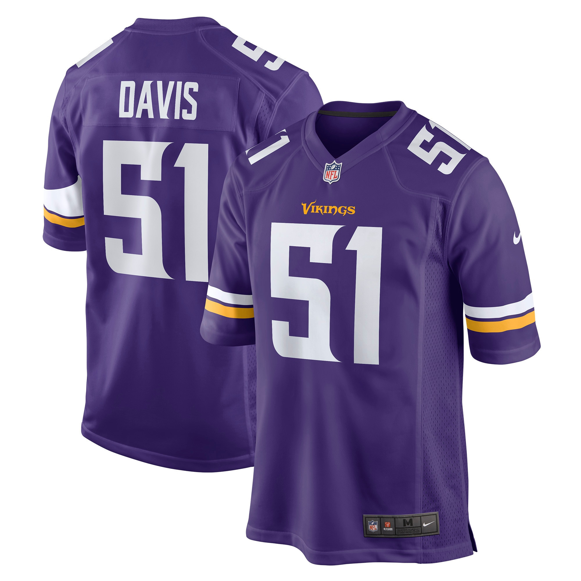 Wyatt Davis Minnesota Vikings Game Jersey - Purple Nfl