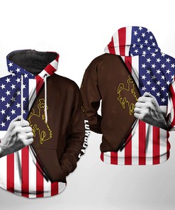 Wyoming Cowboys NCAA US Flag 3D Printed Hoodie/Zipper Hoodie Style 1