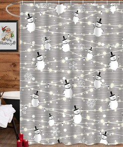 Xmas Snowman Shower Curtain Christmas Bathroom Decor