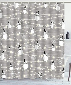 Xmas Snowman Shower Curtain Christmas Bathroom Decor