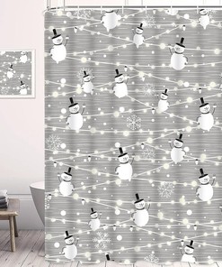 Xmas Snowman Shower Curtain Christmas Bathroom Decor