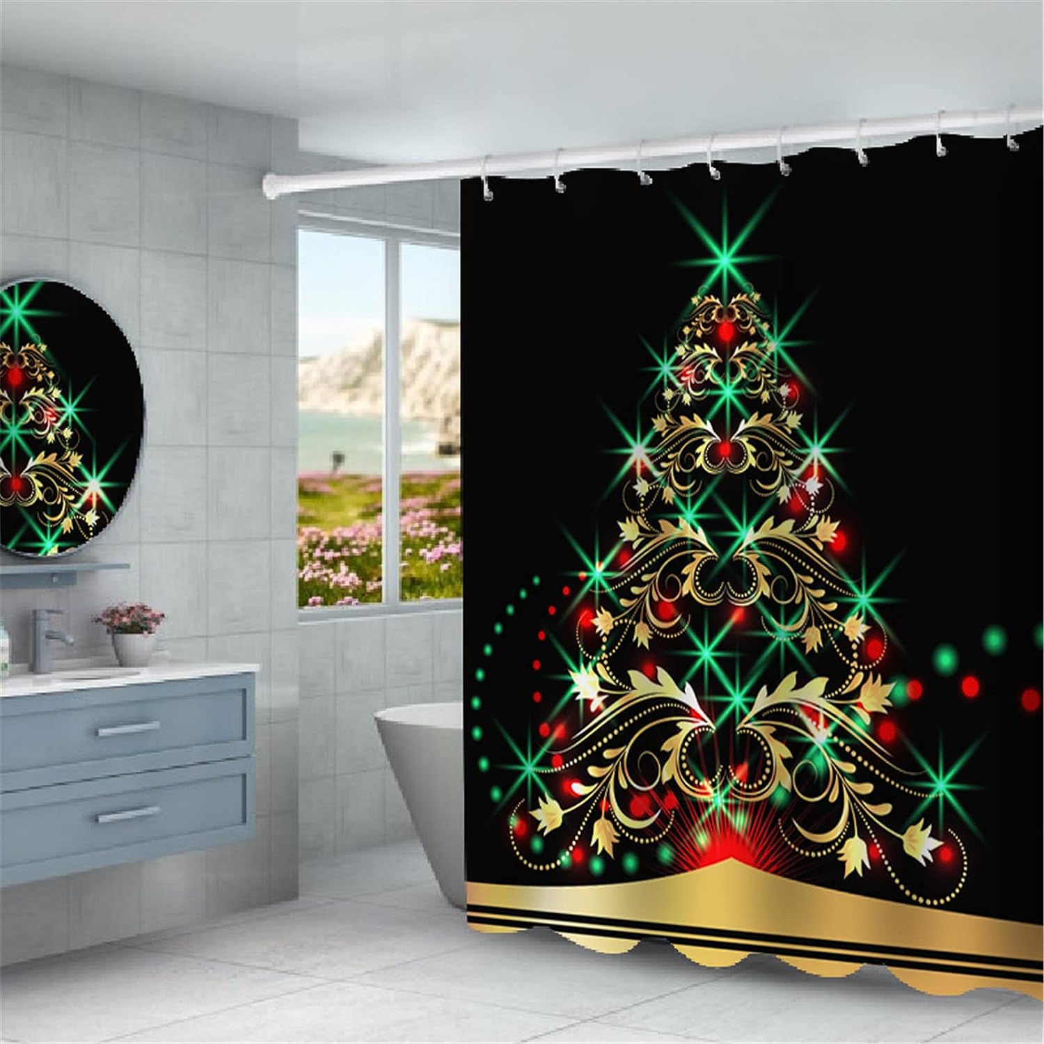 Xmas Snowman Shower Curtain for a Festive Christmas Bathroom Decor