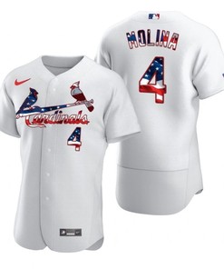Yadier Molina #4 St Louis Cardinals 2020 Mlb White Us Flag Jersey