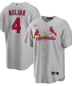 Yadier Molina 4 St. Louis Cardinals Road Men Jersey - Gray