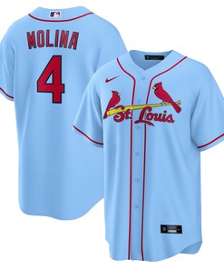 Yadier Molina St Louis Cardinals Alternate Replica Player Name Jersey Light Blue Mlb