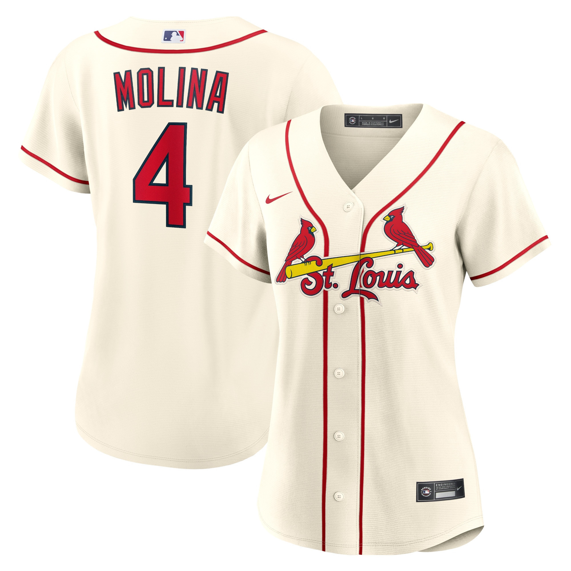 Yadier Molina St. Louis Cardinals Womens Alternate Replica Player Jersey - Cream Mlb