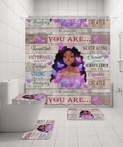 You Are Beautiful Black Girl Shower Curtain for Encouraging Bathroom Decor