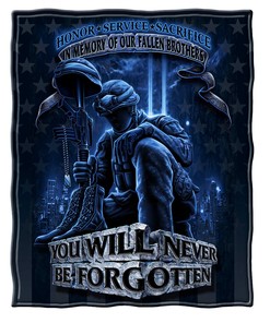 You Will Never Be Forgotton Blanket, Firefighter Kneeling in Memory of Our Fallen Brothers Quilt Blanket