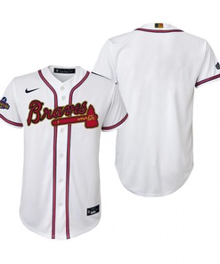 Youth Atlanta Braves Jersey White 2022-23 Gold Program Jersey