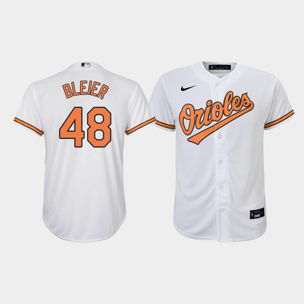 Youth Baltimore Orioles Richard Bleier 48 White Home Jersey