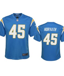 Youth Chargers Zander Horvath 45 Powder Blue Game Jersey