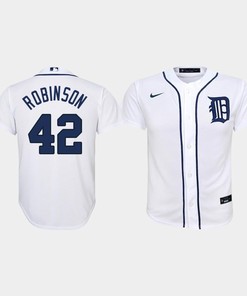 Youth Detroit Tigers 42 Jackie Robinson Home White Jersey