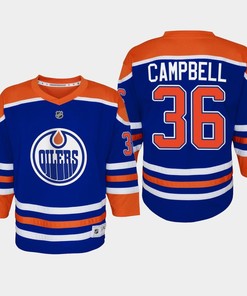 Youth Edmonton Oilers Jack Campbell 36 Home Player 2022-23 Jersey Royal