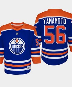 Youth Edmonton Oilers Kailer Yamamoto 56 Home Player 2022-23 Jersey Royal