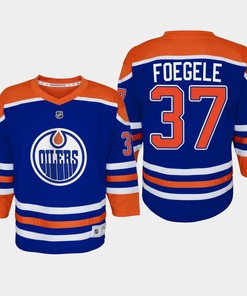 Youth Edmonton Oilers Warren Foegele 37 Home Player 2022-23 Jersey Royal