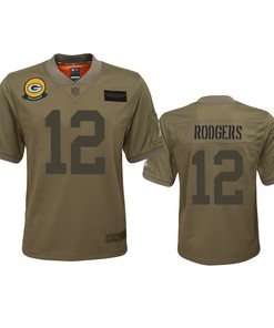 Youth Green Bay Packers Aaron Rodgers Camo 2019 Salute To Service Game Jersey