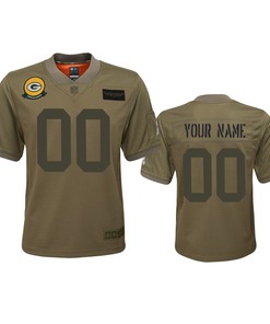 Youth Green Bay Packers Custom Camo 2019 Salute To Service Game Jersey