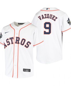 Youth Houston Astros Christian Vazquez 9 White 2022-23 World Series Jersey