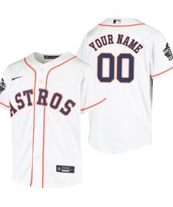 Youth Houston Astros Custom 00 White 2022-23 World Series Jersey