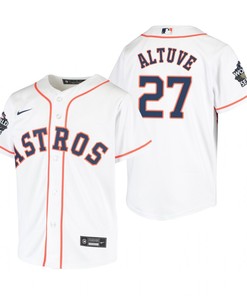 Youth Houston Astros Jose Altuve 27 White 2022-23 World Series Jersey