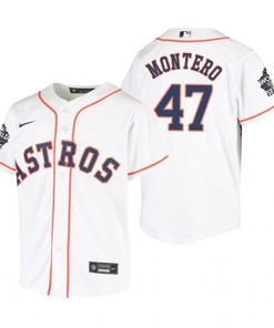Youth Houston Astros Rafael Montero 47 White 2022-23 World Series Jersey