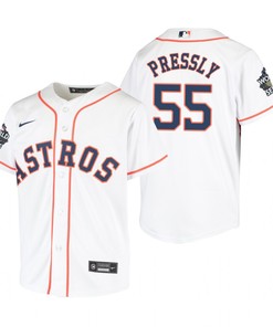 Youth Houston Astros Ryan Pressly 55 White 2022-23 World Series Jersey