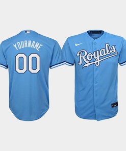 Youth Kansas City Royals Custom 00 Light Blue Alternate Jersey