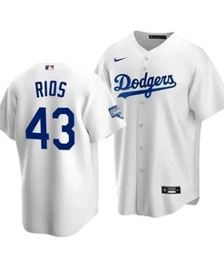 Youth Los Angeles Dodgers Edwin Rios 43 2020 World Series Champions Home Jersey White