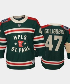 Youth Minnesota Wild Alex Goligoski 47 2022 Winter Classic State Of Hockey Green Jersey Jersey