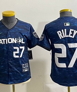 Youth National League #27 Austin Riley Nike 2023 Mlb All Star Game Limited Player Jersey - Royal