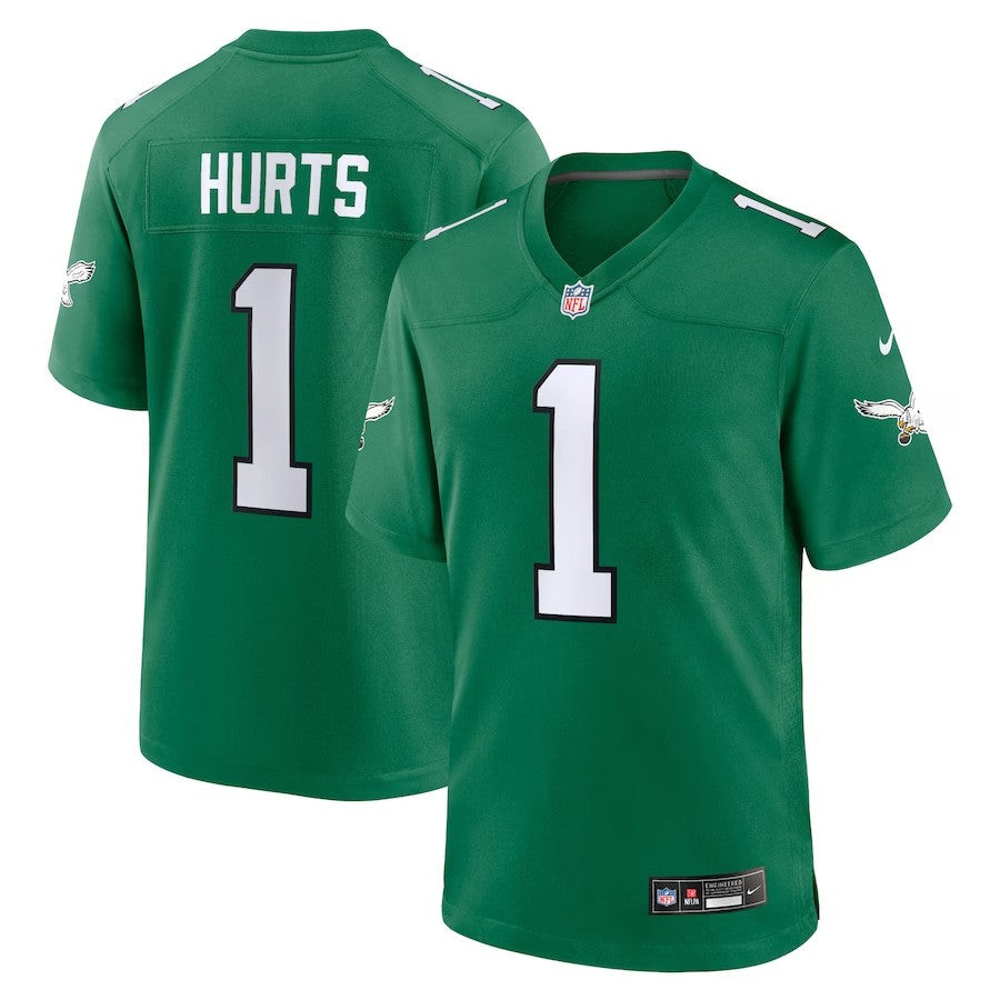 Youth Philadelphia Eagles #1 Jalen Hurts Alternate Player Game Jersey - Kelly Green