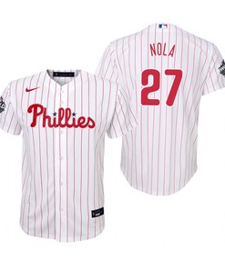 Youth Philadelphia Phillies Aaron Nola 27 White 2022-23 World Series Jersey