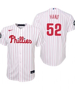 Youth Philadelphia Phillies Brad Hand 52 White 2022-23 World Series Jersey