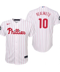 Youth Philadelphia Phillies J.T. Realmuto 10 White 2022-23 World Series Jersey
