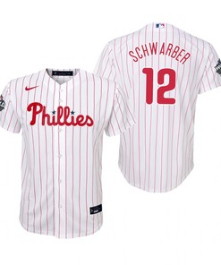 Youth Philadelphia Phillies Kyle Schwarber 12 White 2022-23 World Series Jersey