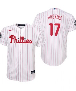 Youth Philadelphia Phillies Rhys Hoskins 17 White 2022-23 World Series Jersey