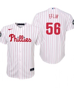 Youth Philadelphia Phillies Zach Eflin 56 White 2022-23 World Series Jersey