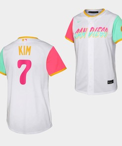 Youth San Diego Padres Ha-Seong Kim 7 White Jersey 2022-23 City Connect Shirt