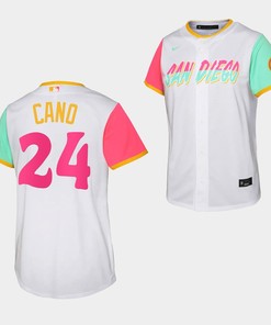Youth San Diego Padres Robinson Cano 24 White Jersey 2022-23 City Connect Shirt