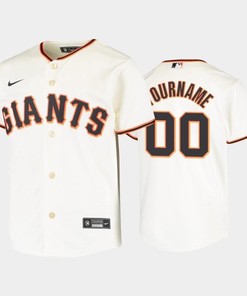 Youth San Francisco Giants 00 Custom Cream Home Jersey