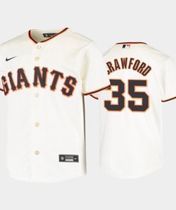 Youth San Francisco Giants 35 Brandon Crawford Cream Home Jersey